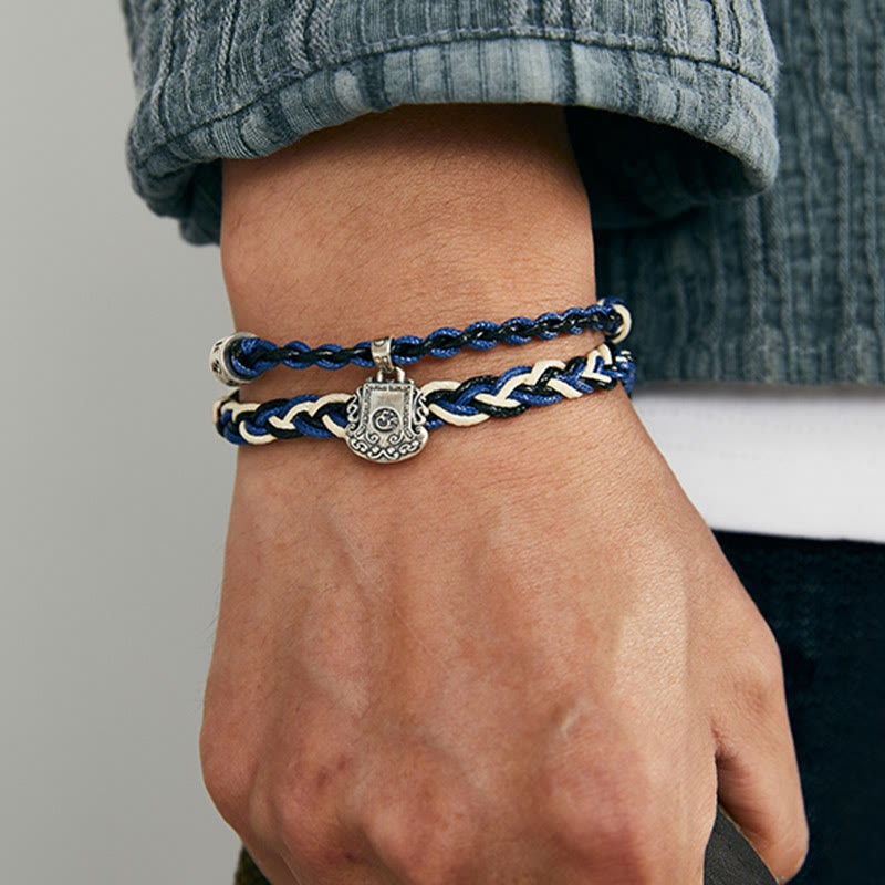 925 Sterling Silver Om Mani Padme Hum Swastika Handmade Protection Bracelet - Image 14