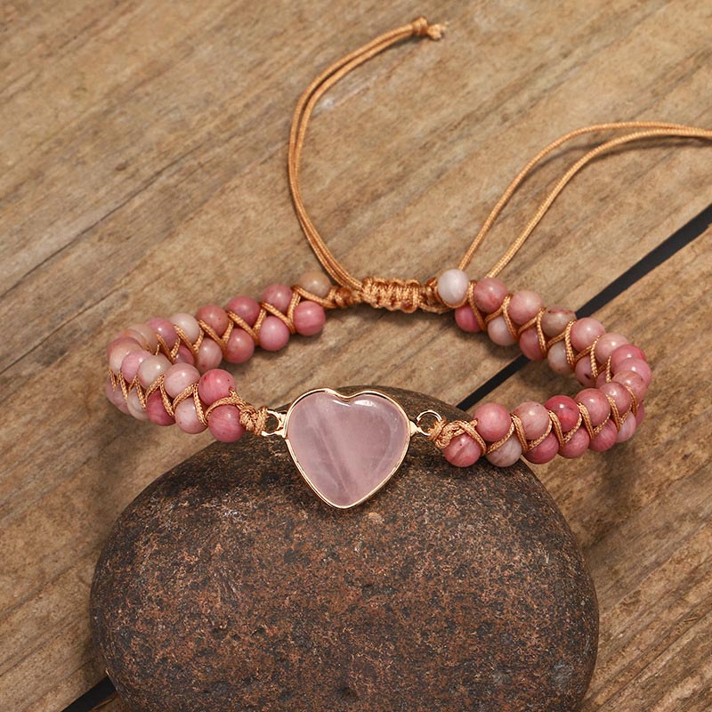 Natural Rhodonite Love Heart Healing Bracelet - Image 3