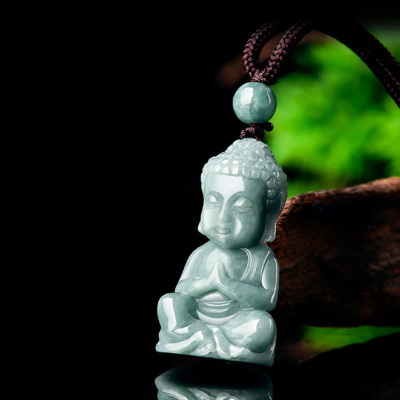 Natural Jade Meditation Buddha Amulet Serenity Necklace Pendant - Image 4