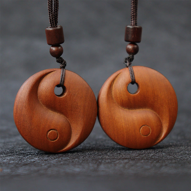 Lightning Struck Jujube Wood Yin Yang Luck Protection Necklace Pendant - Image 6