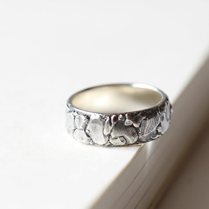 Rock Pattern Luck Blessing Copper Ring - Image 12