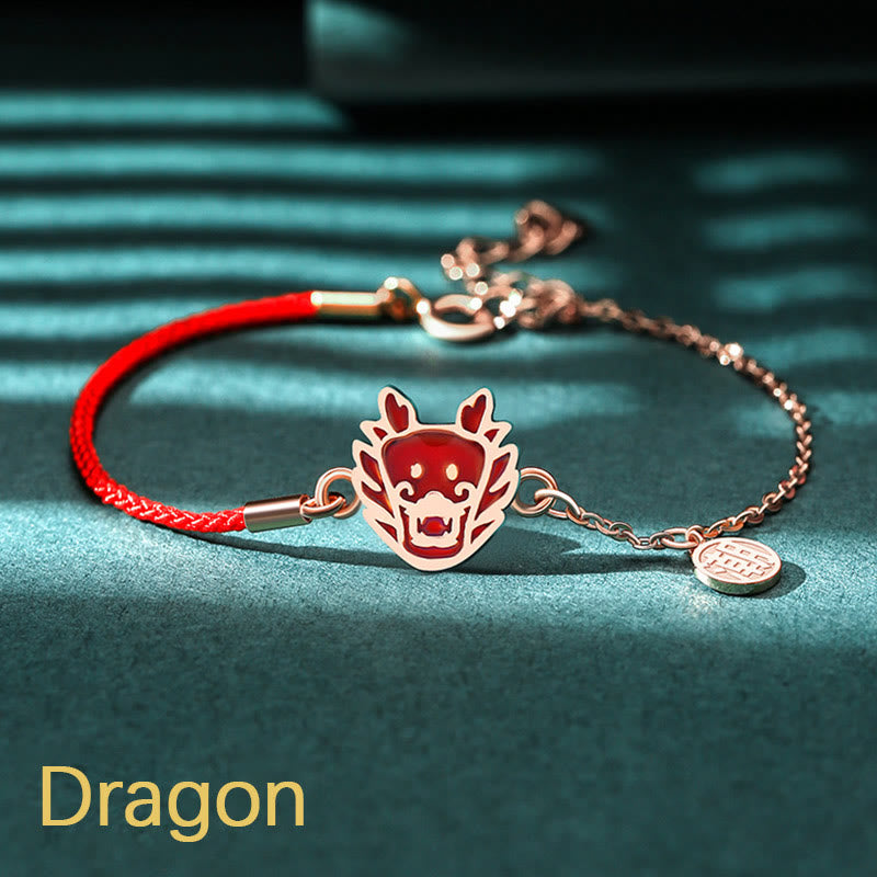 925 Sterling Silver Color-changing Chinese Zodiac Luck Protection Red String Chain Bracelet