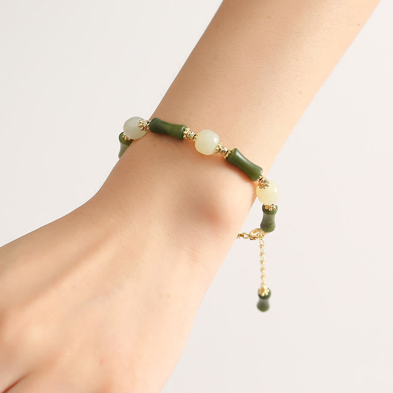 Glass Bead Bamboo Luck Strength Chain Bracelet - Image 14