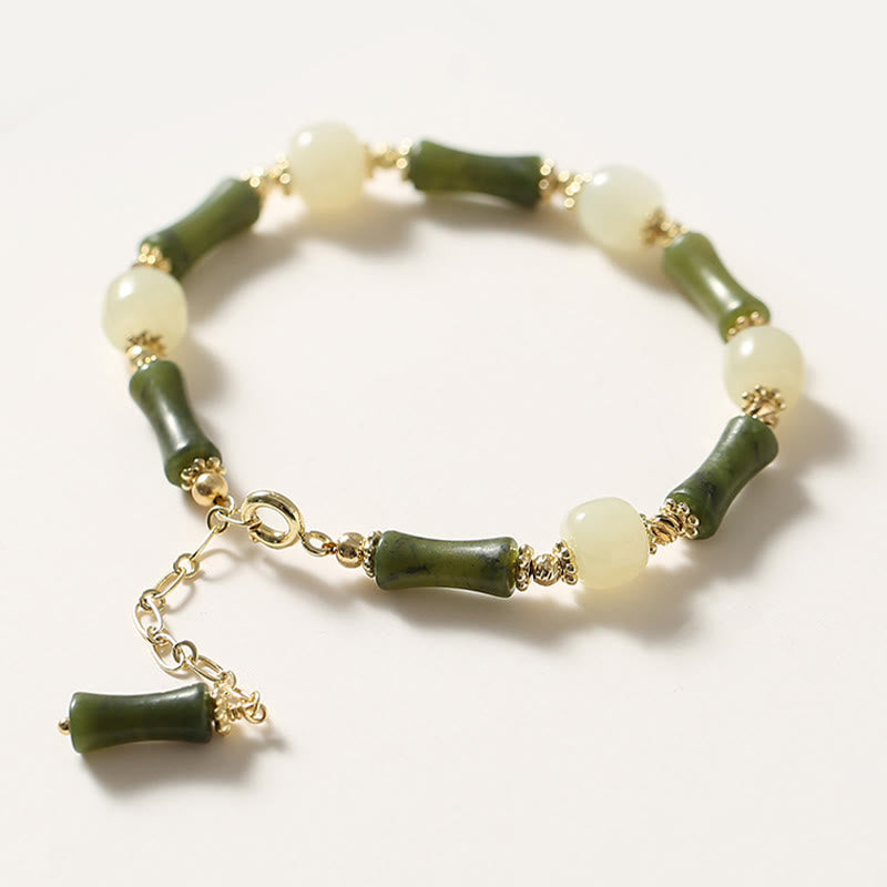 Glass Bead Bamboo Luck Strength Chain Bracelet - Image 13