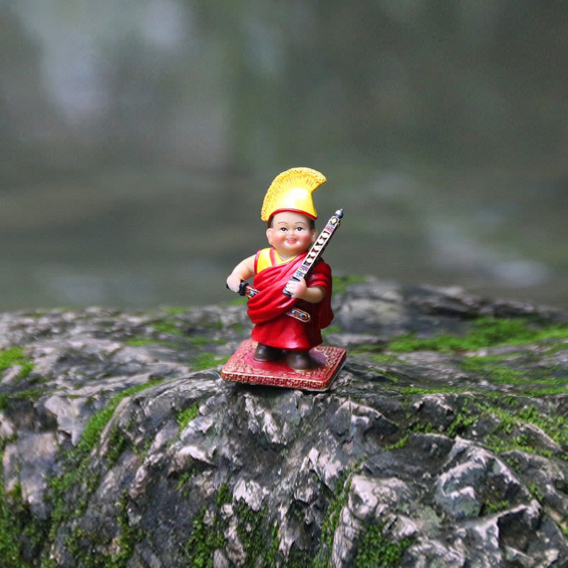 Hand Painted Tibetan Lama Figures Carved Creative Home Office Car Decoration Ornament - Image 14