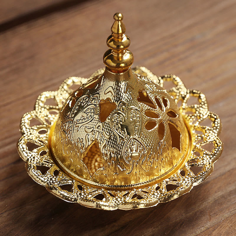 Gold Gourd Star Feather Spiritual Meditation Mini Alloy Metal Incense Burner - Image 4