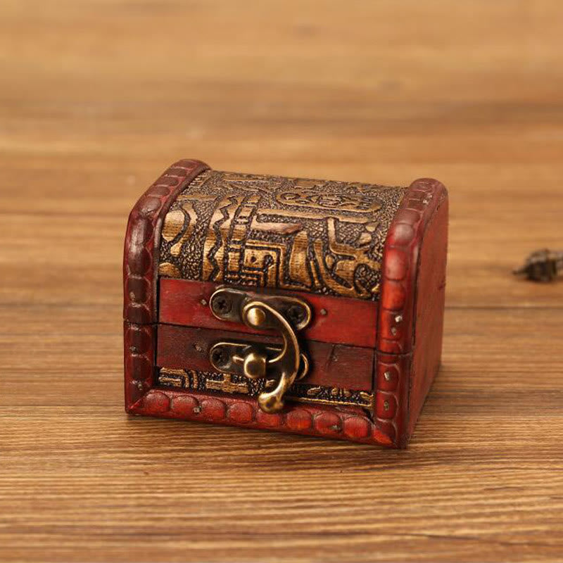 Retro Small Wood Jewelry Box Lotus Golden Grape Copper Coin Daffodil Grass Flower Jewelry Storage Box - Image 12