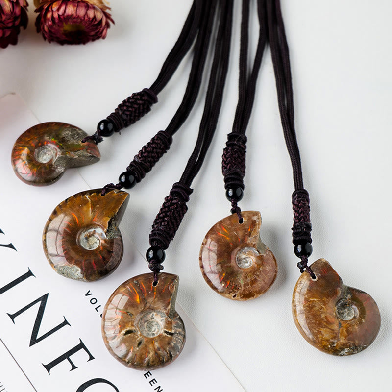Natural Ammonite Fossil Snail Pattern Meditation Healing Necklace Pendant - Image 6