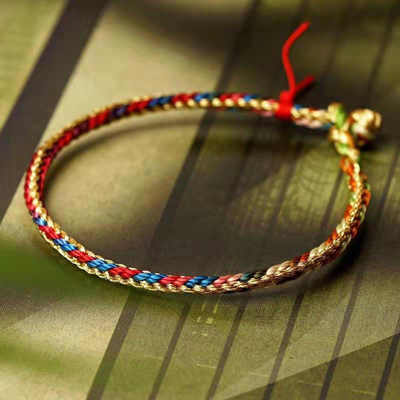 925 Sterling Silver Fu Character Zongzi Pattern Multicolored String Luck Handmade Braided Bracelet - Image 13