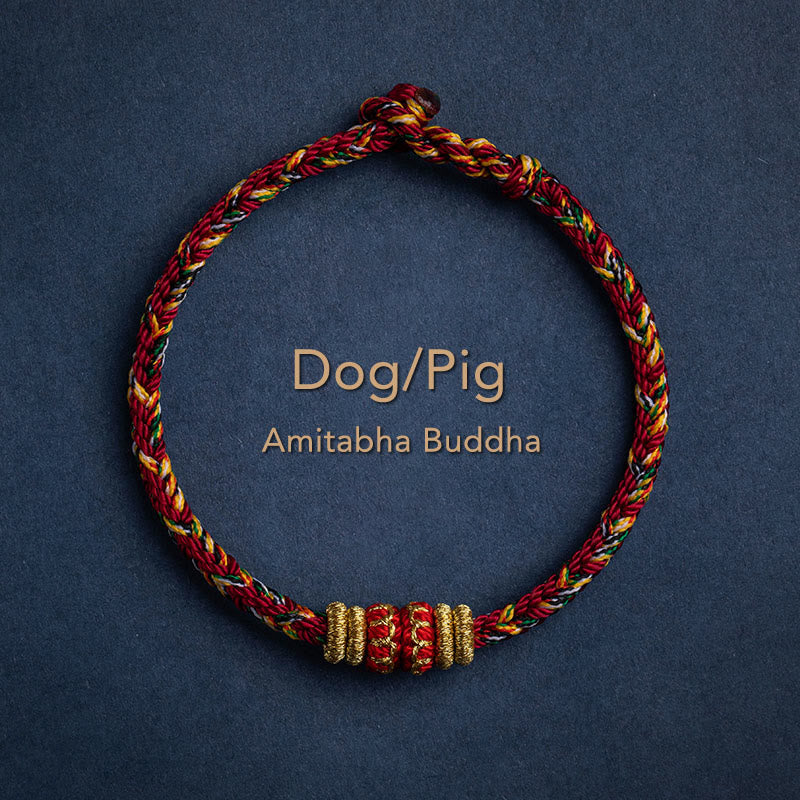 Tibet Handmade Chinese Zodiac Natal Buddha Luck Strength Braided String Bracelet - Image 29