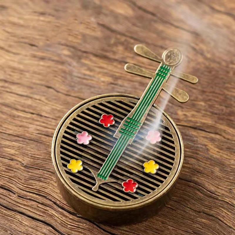 Small Mini Gourd Fan Pipa Copper Alloy Incense Burner Decoration With Incense - Image 6