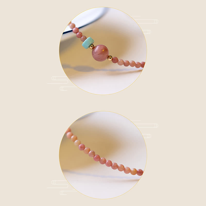 14K Gold Plated Natural Rhodonite Loving Energy Chain Bracelet - Image 13