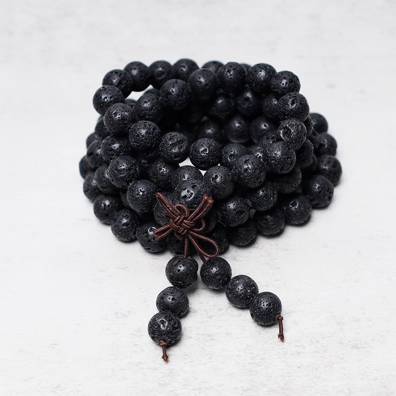 108 Natural Lava Rock Beads Prayer Mala Bracelet Necklace - Image 3