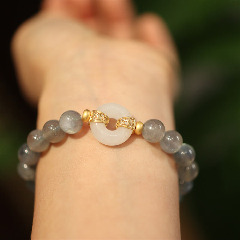 Natural Moonstone Heitan Jade Peace Buckle Healing Bracelet - Image 5