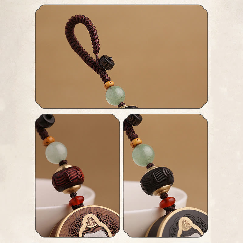 Ebony Wood Rosewood Buddha Avalokitesvara Om Mani Padme Hum Balance Car Key Chain Decoration - Image 25