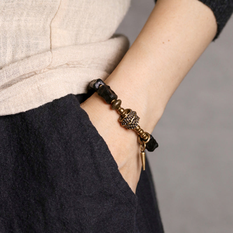 Ebony Wood Copper Balance Protection Couple Bracelet - Image 3