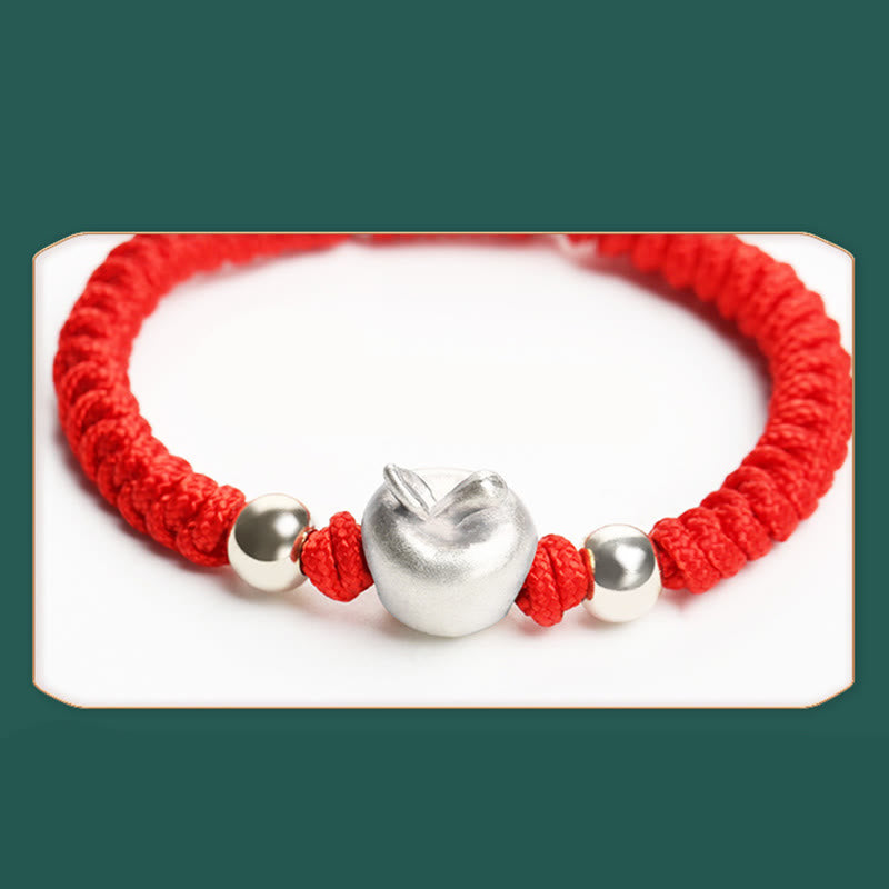 999 Sterling Silver Apple Red Multicolored Rope Luck Protection Handcrafted Kids Bracelet - Image 11