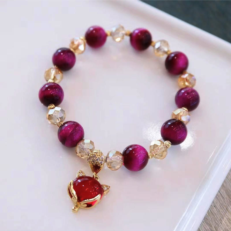 Red Tiger Eye PiXiu Fox Protection Self Confidence Bracelet