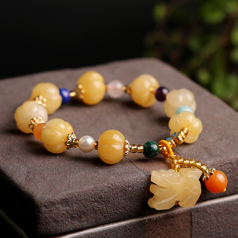 Golden Silk Jade Pixiu Wealth Bracelet - Image 5