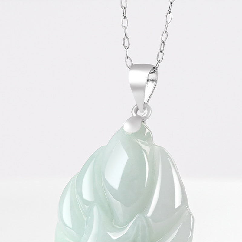 925 Sterling Silver Natural Jade Nine Tailed Fox Prosperity Necklace Pendant - Image 9