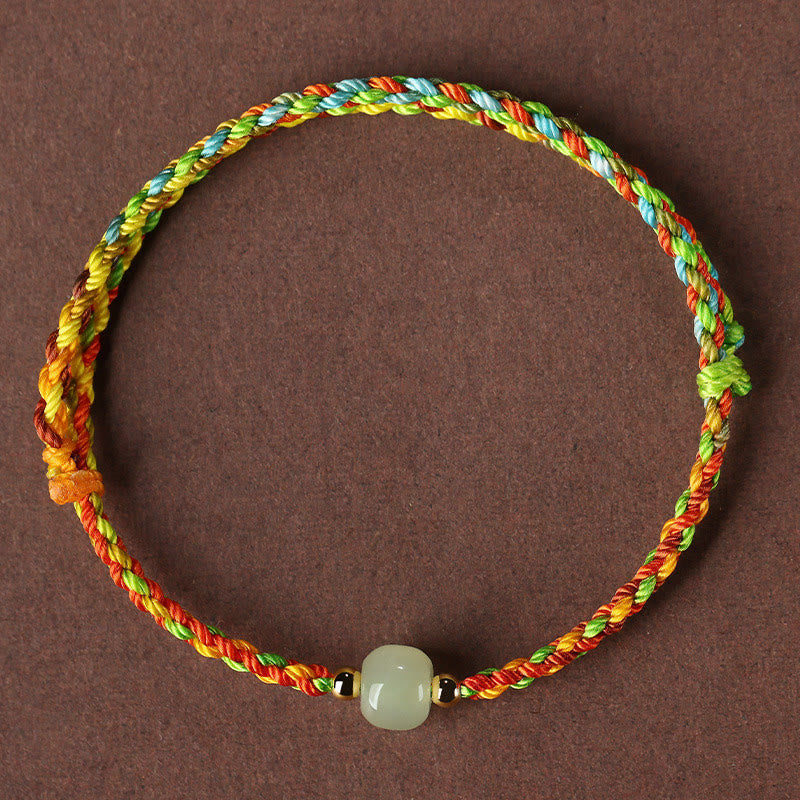 Colorful Rope Luck Jade Bead Abundance Bracelet