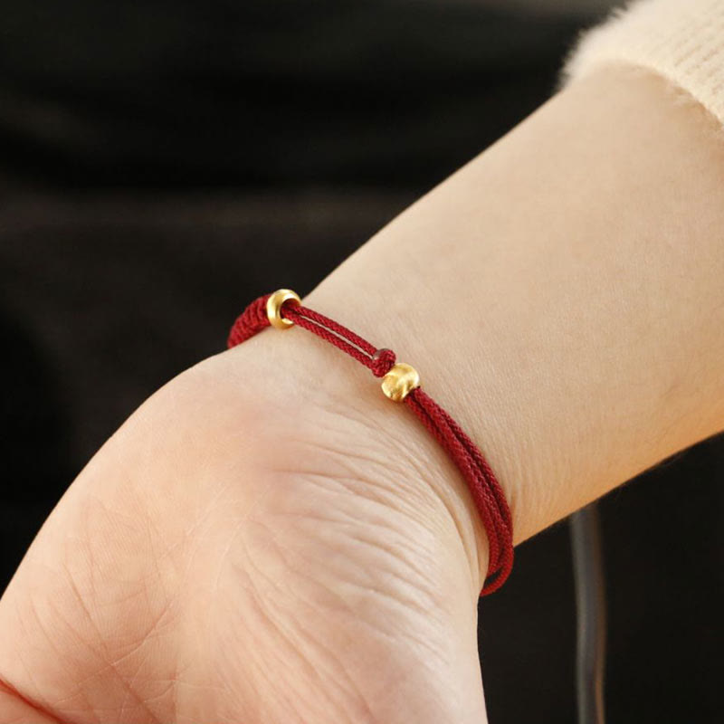 Alloy Peace Buckle Luck Red String Bracelet - Image 13