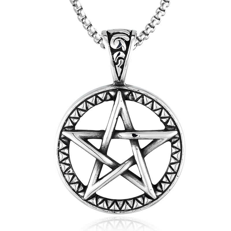 Pentagram Titanium Steel Balance Necklace Pendant - Image 3