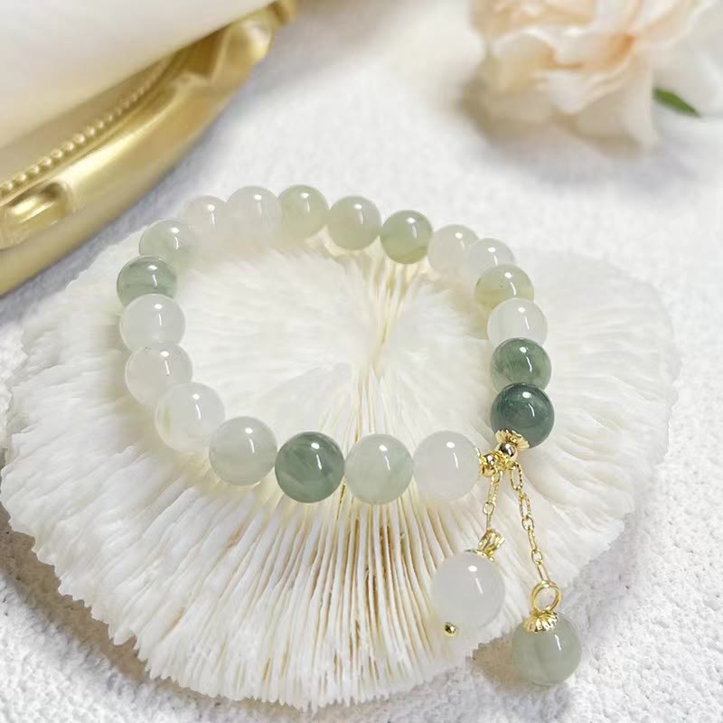 Natural Gradient Jade Abundance Luck Bead Charm Bracelet