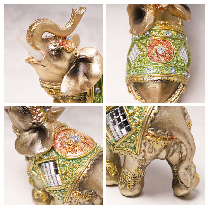 Lucky Feng Shui Green Elephant Statue Sculpture Wealth Figurine Gift Home Decoration - Image 6