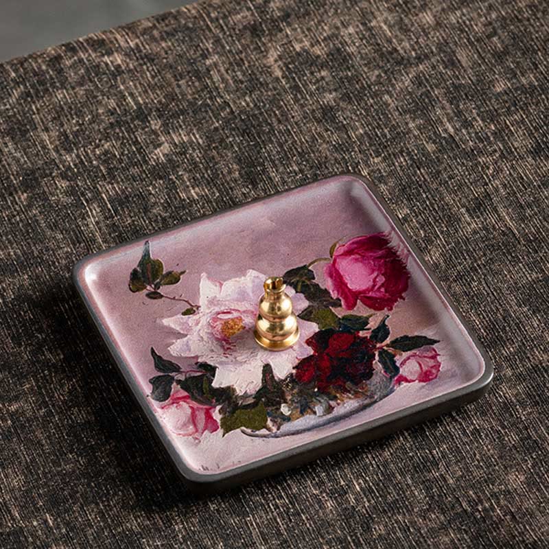 Mountain Lake Flower Leaf Healing Ceramic Plate Tray Stick Incense Burner Decoration - Image 30