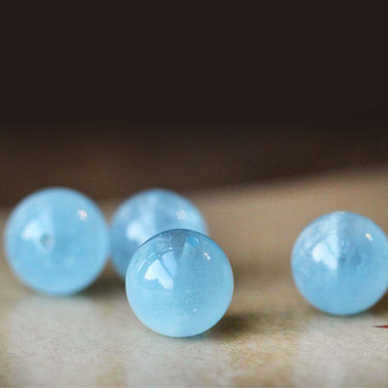 Natural Aquamarine Amber Beads Serenity Healing Bracelet - Image 15