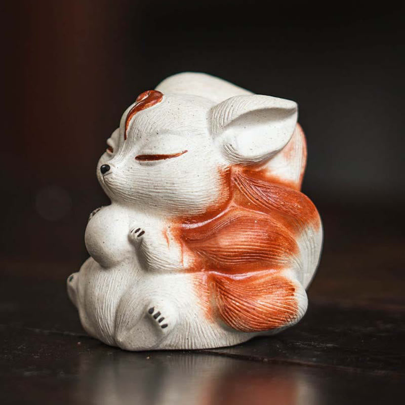 Mini Nine Tailed Fox Purple Clay Luck Desk Decoration - Image 3