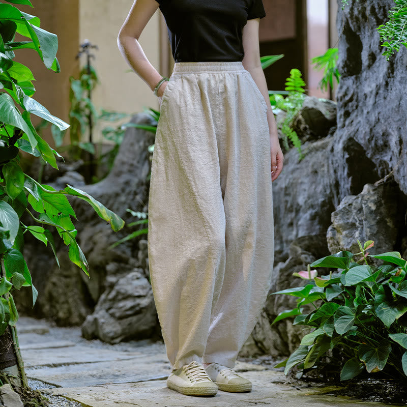 Solid Color Loose Yoga Harem Pants With Pockets - Image 10