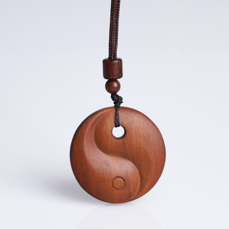 Lightning Struck Jujube Wood Yin Yang Luck Protection Necklace Pendant - Image 8