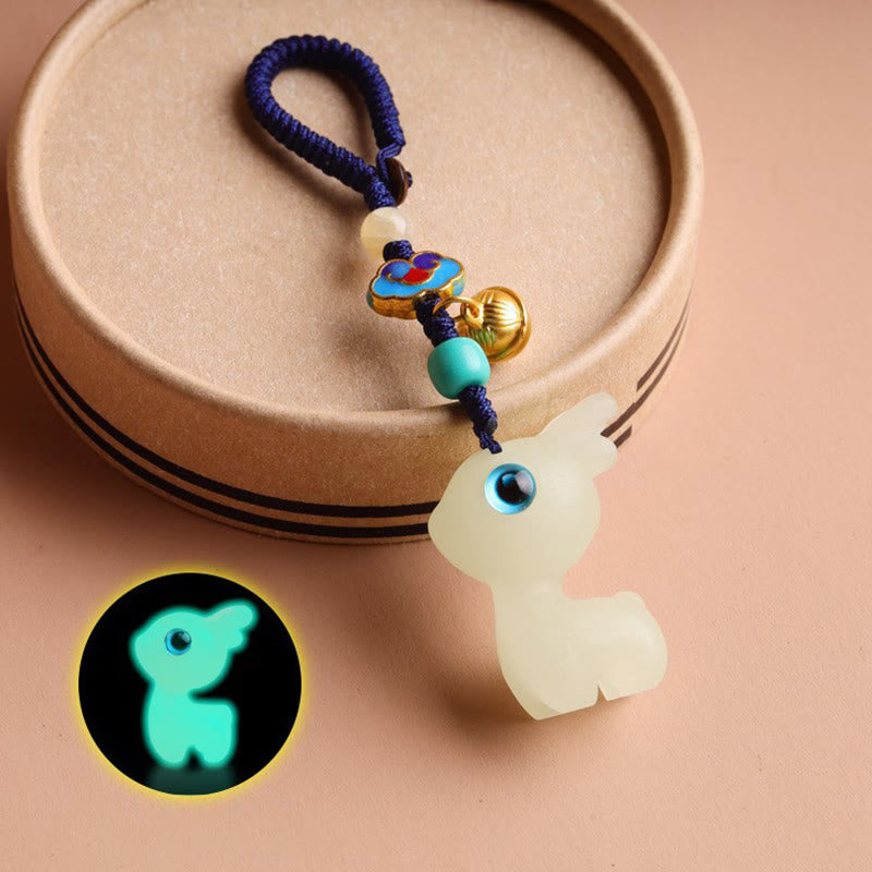 Mini Cute Deer Glowstone Luminous Lucky Deer Energy Key Chain Phone Car Hanging Decoration