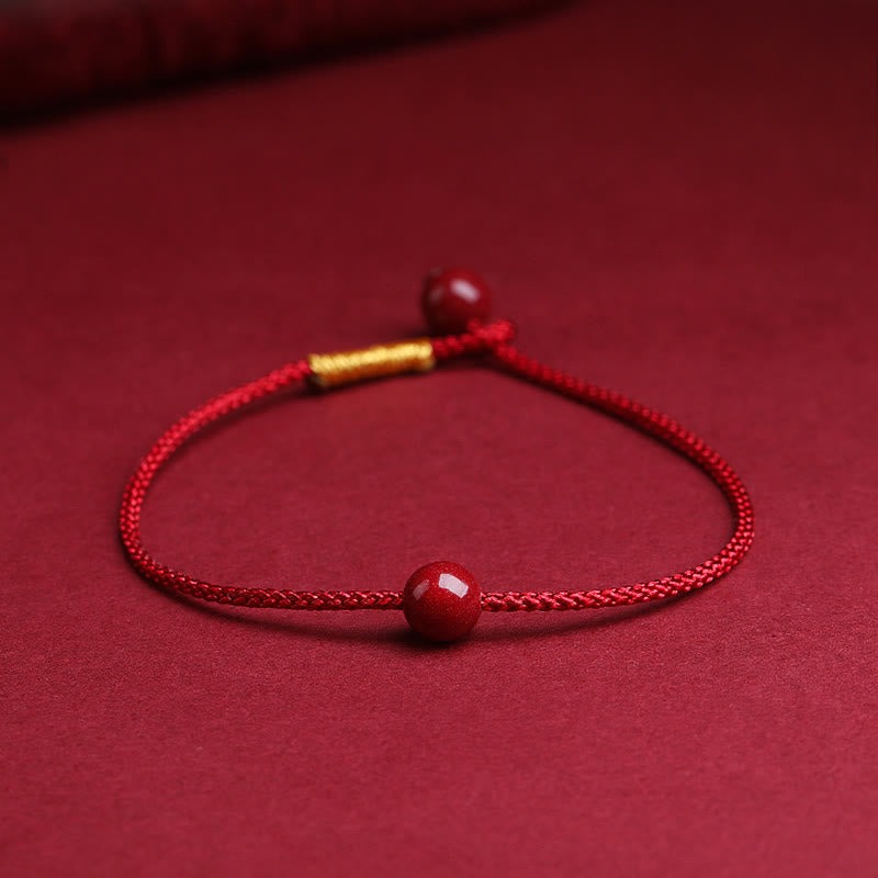 Natural Cinnabar Red Agate Blessing Red String Bracelet