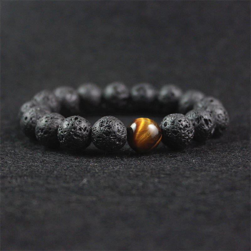 Lava Rock Tiger Eye Stone Peace Healing Bracelet