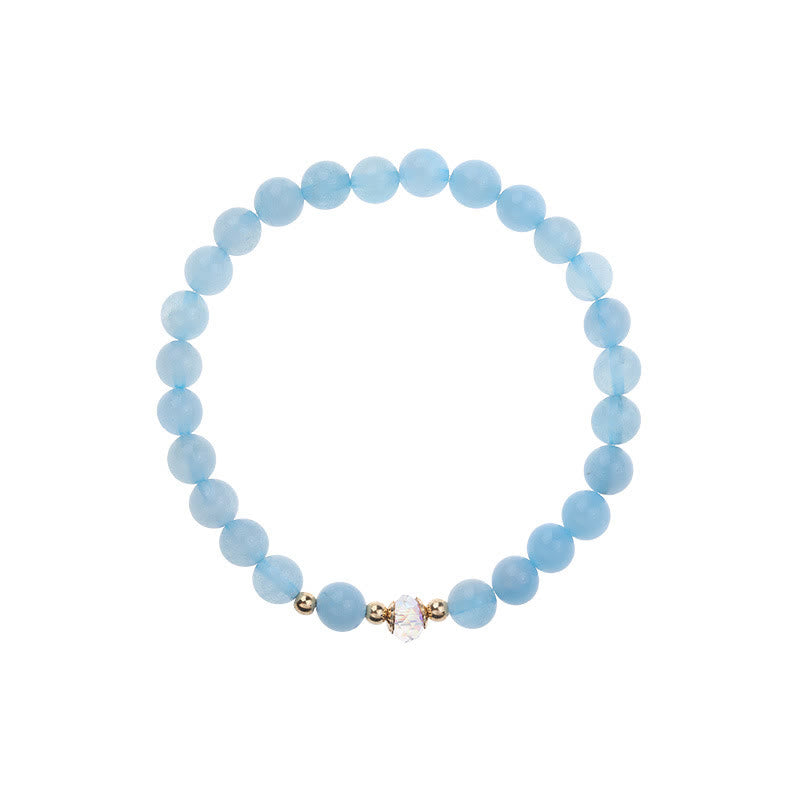 14K Gold Plated Copper Aquamarine White Crystal White Agate Blue Crystal Healing Bracelet - Image 7