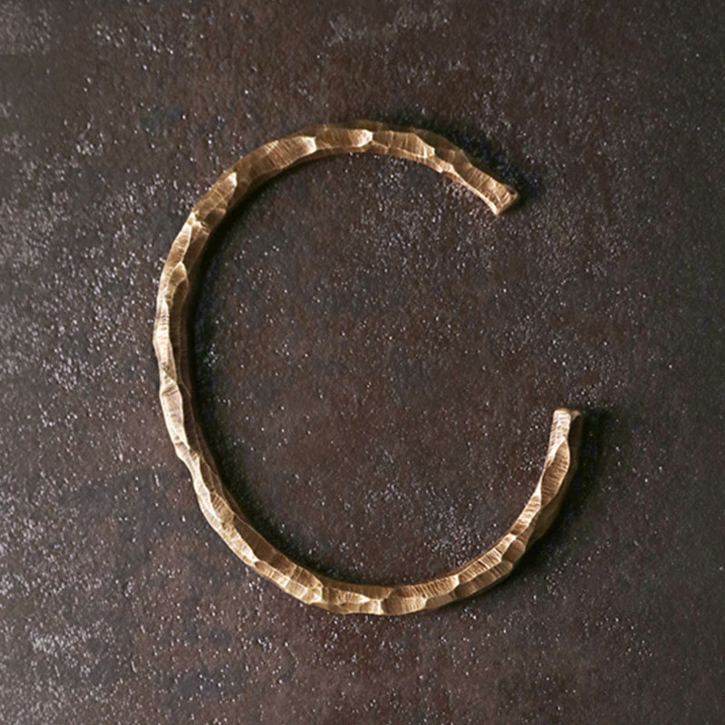 Tibetan Bump Texture Copper Luck Cuff Bracelet Bangle - Image 8