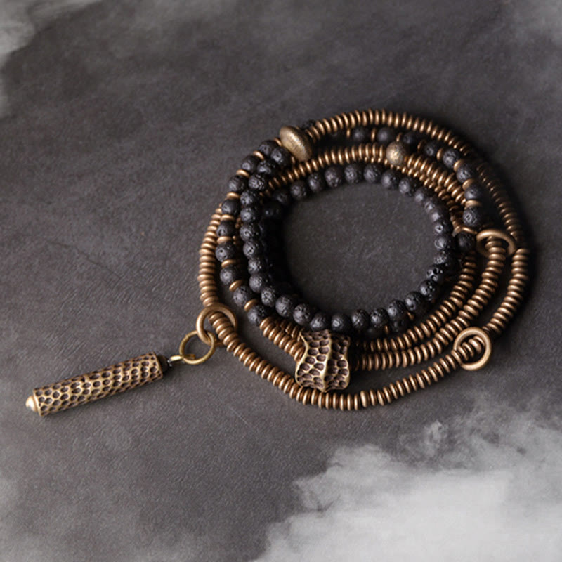 Vintage Lava Rock Copper Healing Multilayered Bracelet