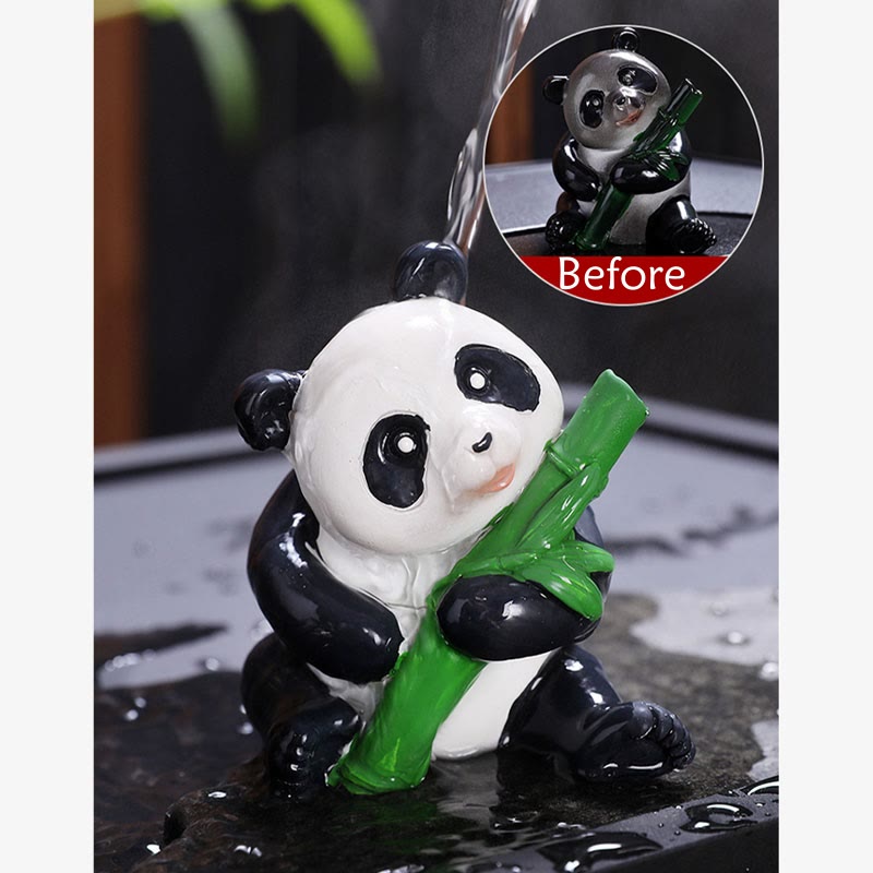 Color Changing Small Cute Panda Bamboo Tea Pet Resin Home Figurine Decoration - Image 4