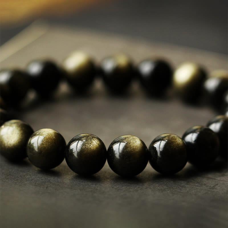 925 Sterling Silver Chinese Zodiac Natal Buddha Natural Gold Sheen Obsidian Amber Wealth Protection Bracelet - Image 14