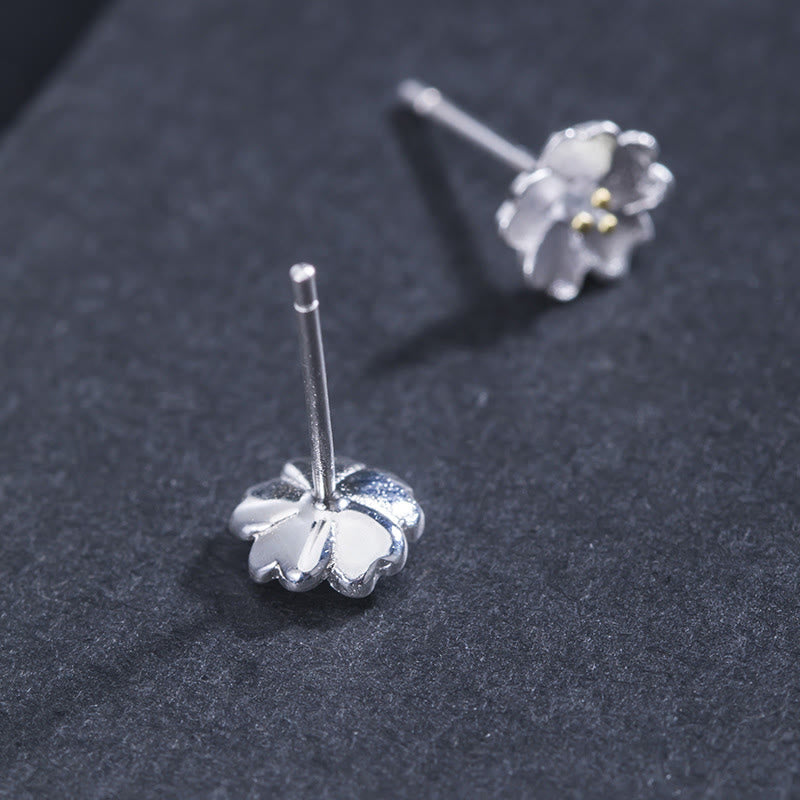925 Sterling Silver Cherry Blossoms Floral Calm Stud Earrings - Image 4
