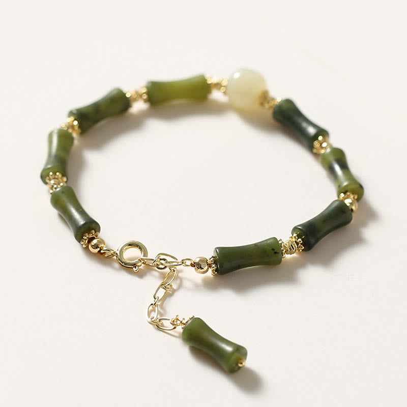 Glass Bead Bamboo Luck Strength Chain Bracelet - Image 7