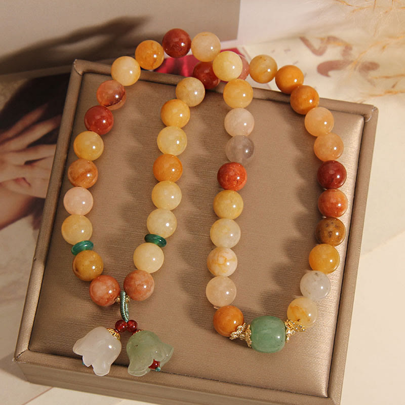 Tibet Natural Golden Silk Jade Double Layer Bell Orchid Luck Bracelet - Image 8