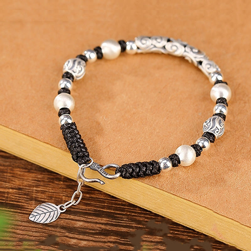 Tibet Handmade Copper 999 Sterling Silver Auspicious Cloud Wealth String Bracelet - Image 18