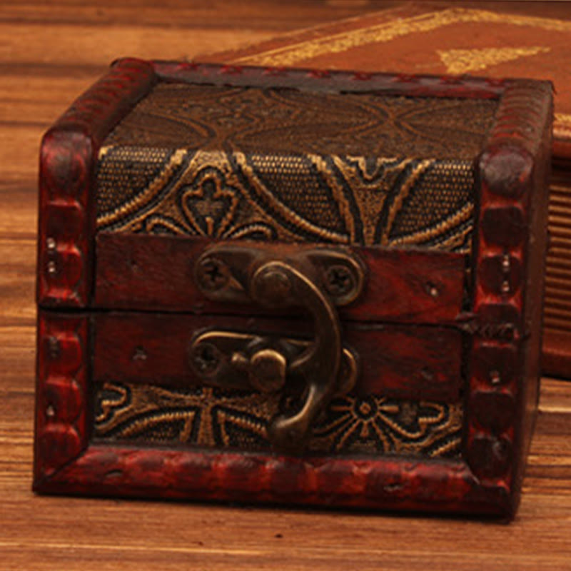 Retro Small Square Wood Jewelry Box Lotus Grass Flower Grape Copper Coin Daffodil Jewelry Storage Box - Image 20