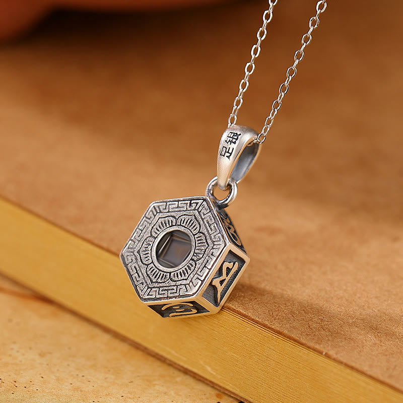 990 Sterling Silver Tibetan Om Mani Padme Hum Lotus Love Projection Necklace Pendant - Image 5