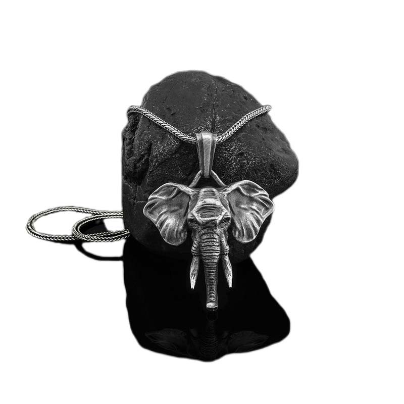 Elephant Pewter Titanium Steel Strength Necklace Pendant - Image 6