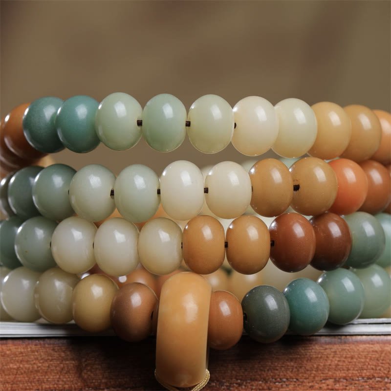 108 Mala Beads Gradient Bodhi Seed Buddha Hand Engraved Peace Bracelet - Image 3